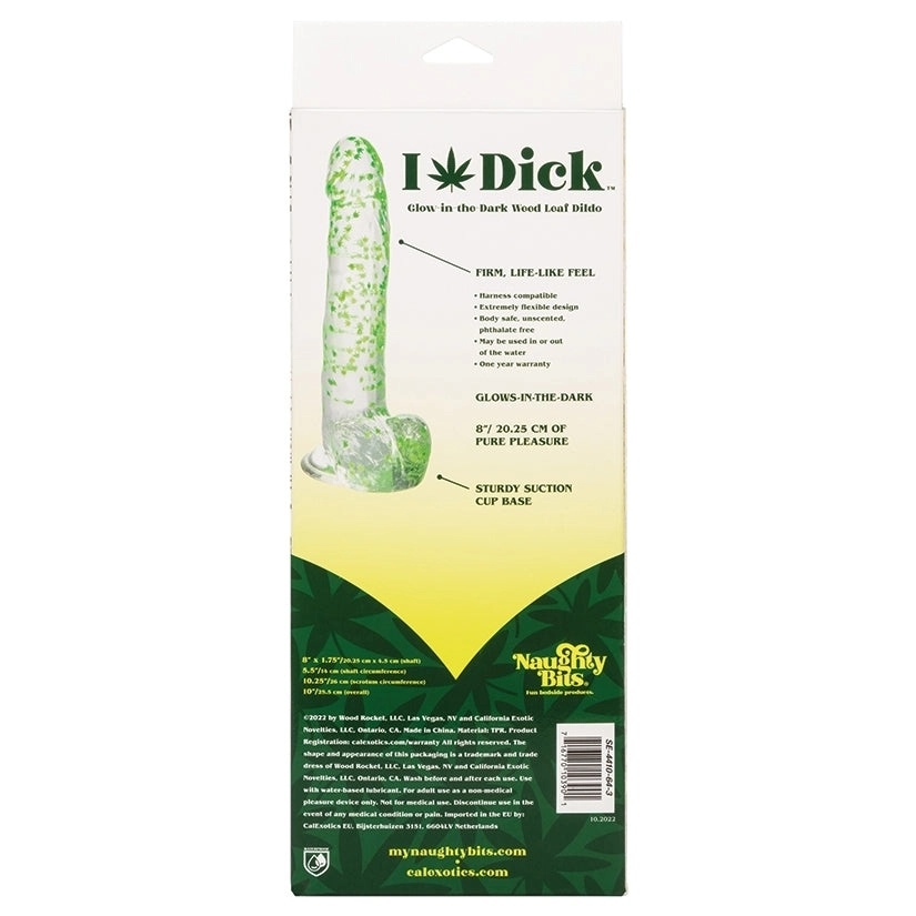 Naughty Bits I Leaf Dick Glow in The Dark Weed Leaf Dildo