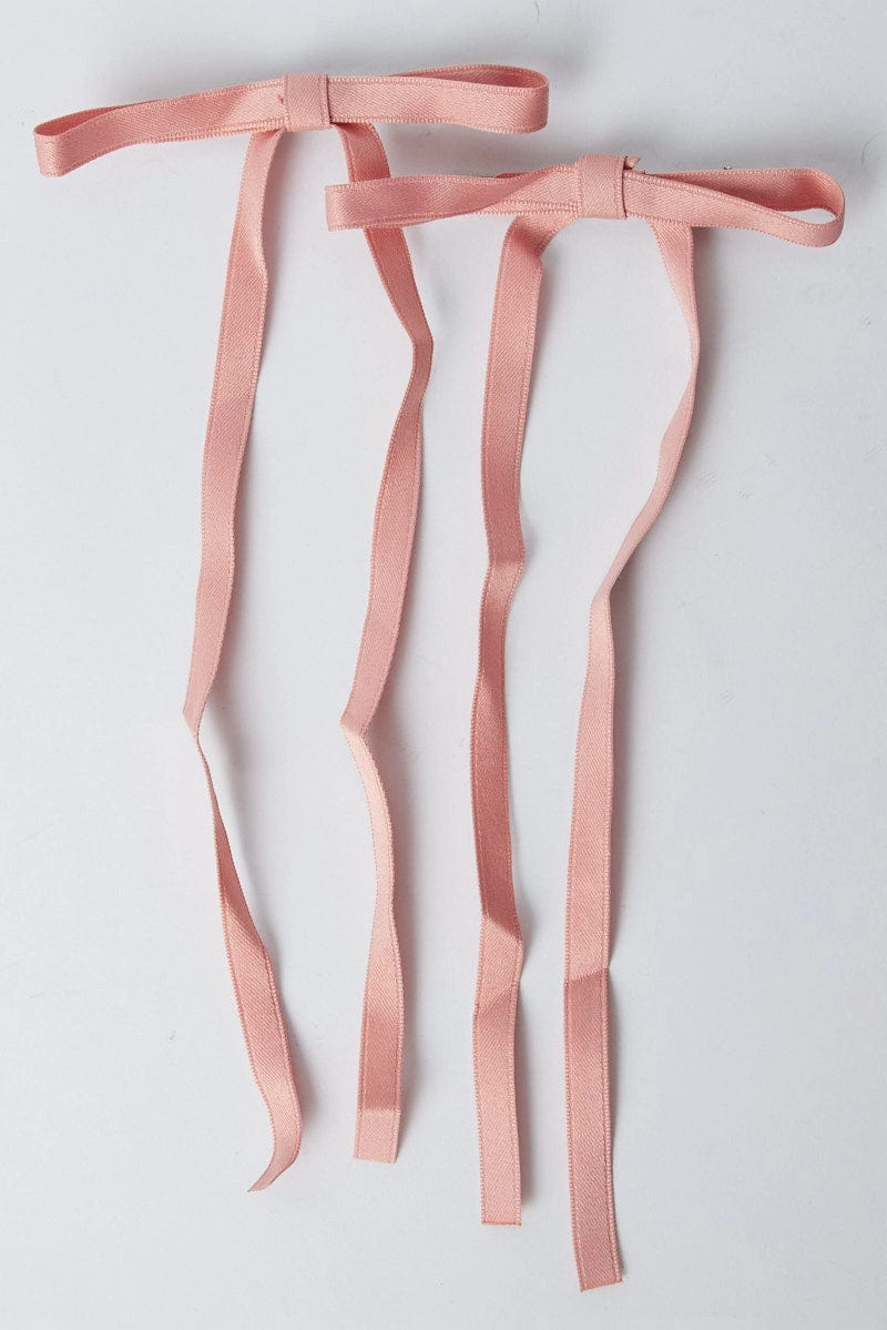 Pink 2 Pack Bow Hair Clips