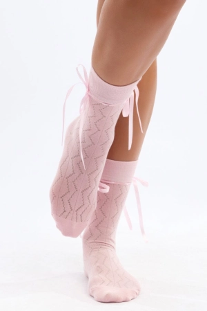 Pink Bow Detail Socks