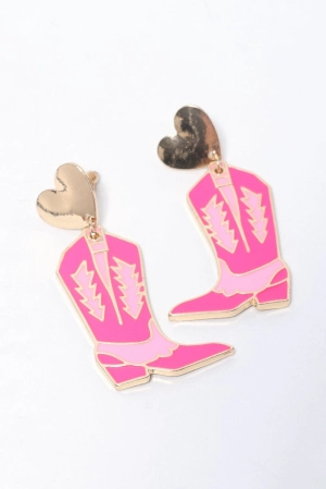 Pink Cowboy Boots Earrings