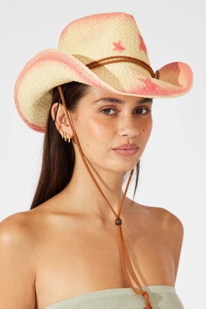 Pink Straw Cowboy Hat