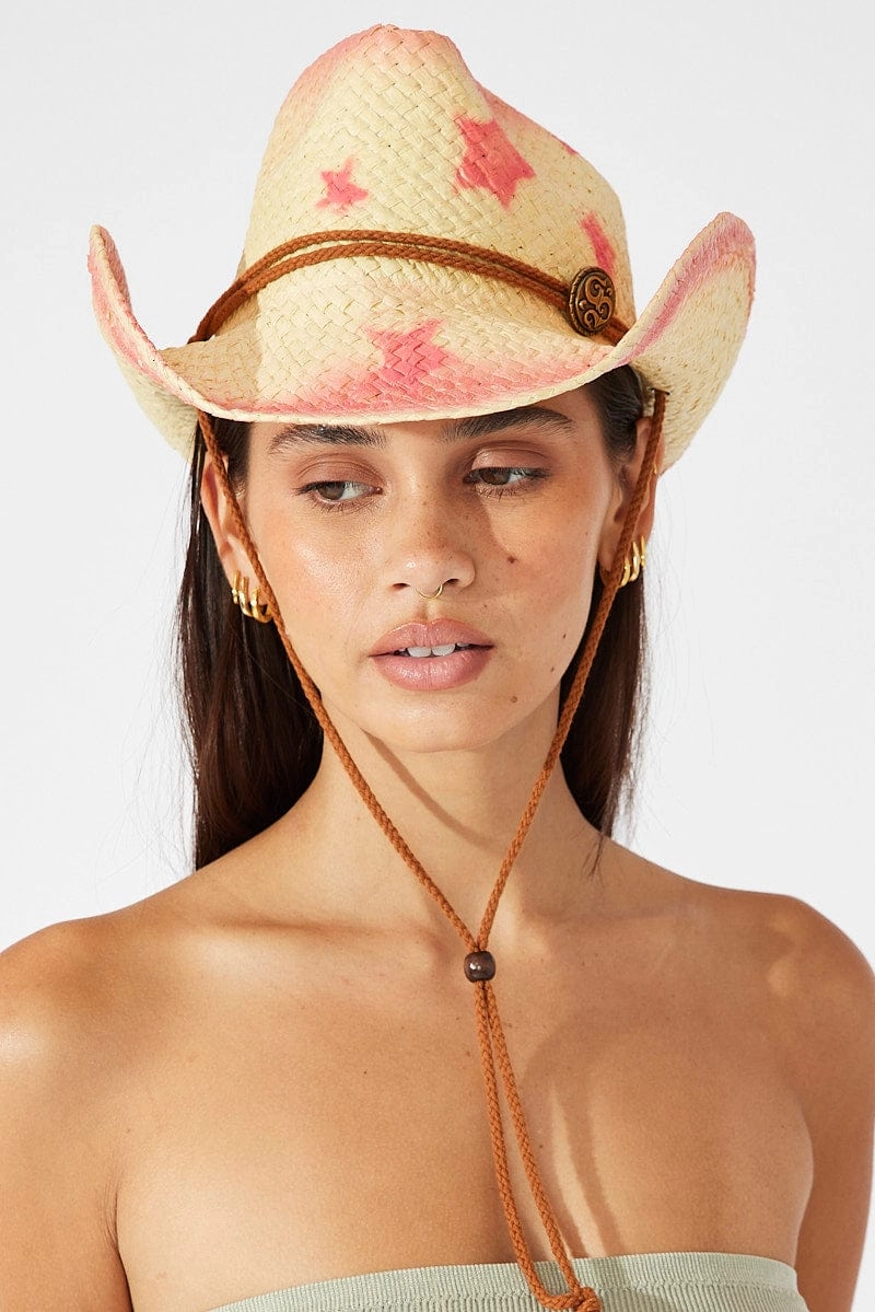 Pink Straw Cowboy Hat