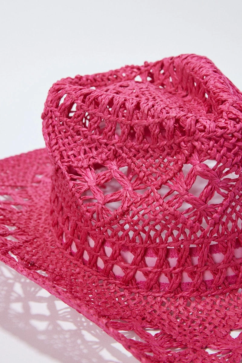 Pink Straw Cowboy Hat