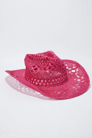 Pink Straw Cowboy Hat
