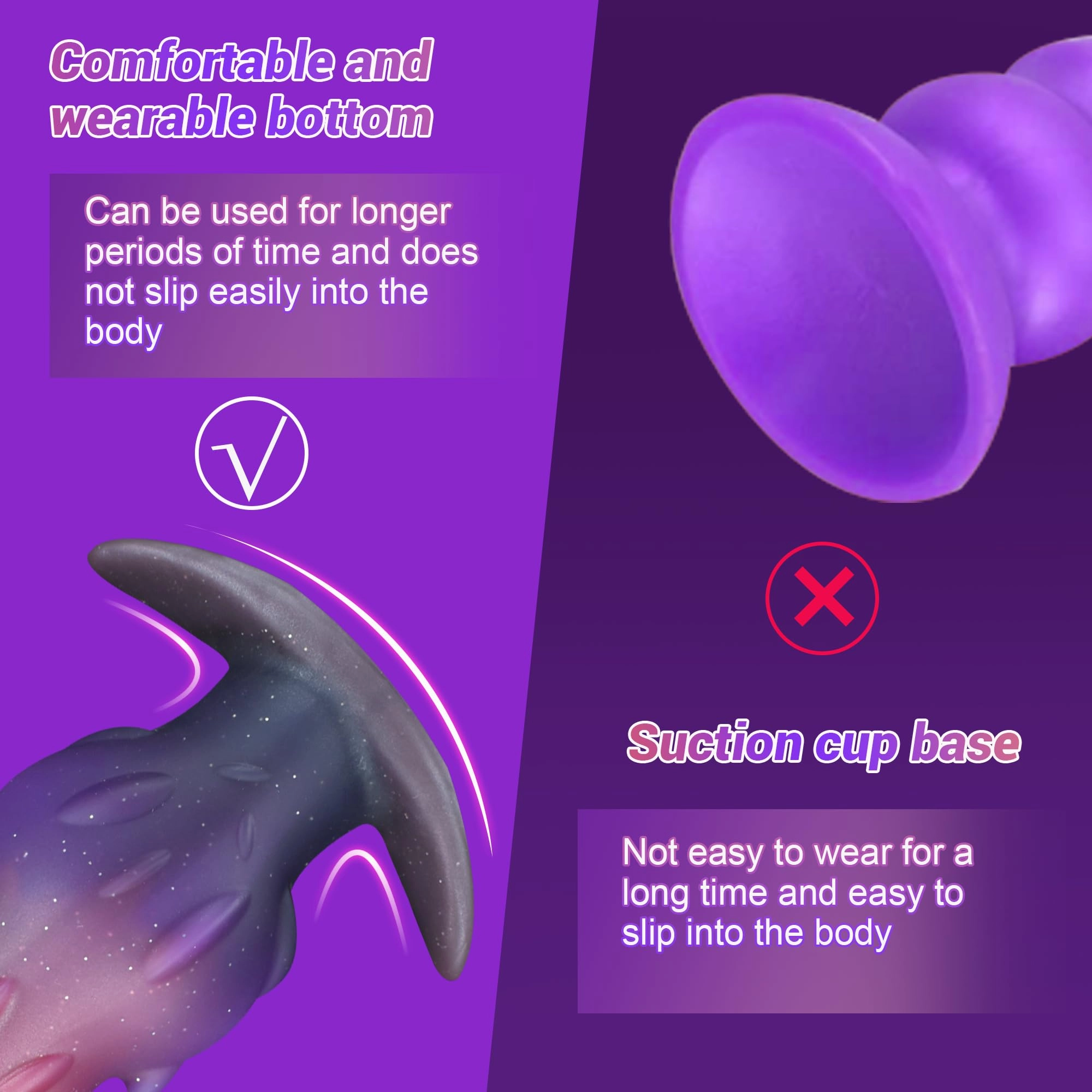Purpurea Silicone Anal Plug Wearable With T-Base Design - Laphwing