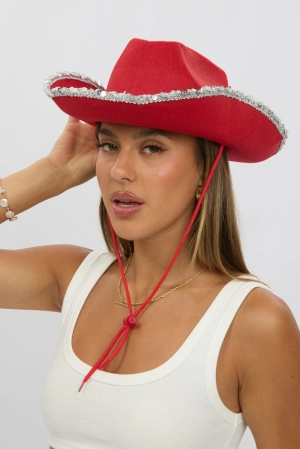 Red Sequin Detail Festival Cowboy Hat