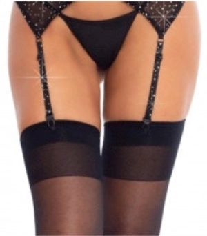 RHINESTONE GARTER BELT-ONE SIZE-BLACK