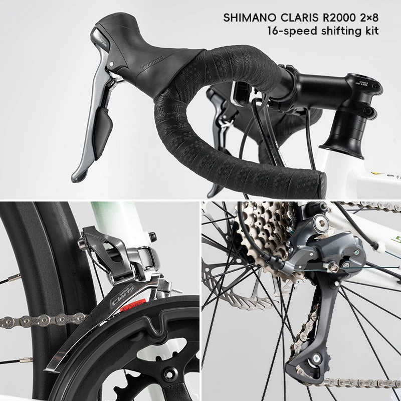 ROCKBROS 16-Speed Bend  Handlebar Road Bike Aluminum Frame Wire pull disc brake 11-32T
