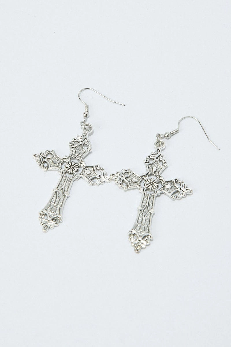 Silver Cross Earrings