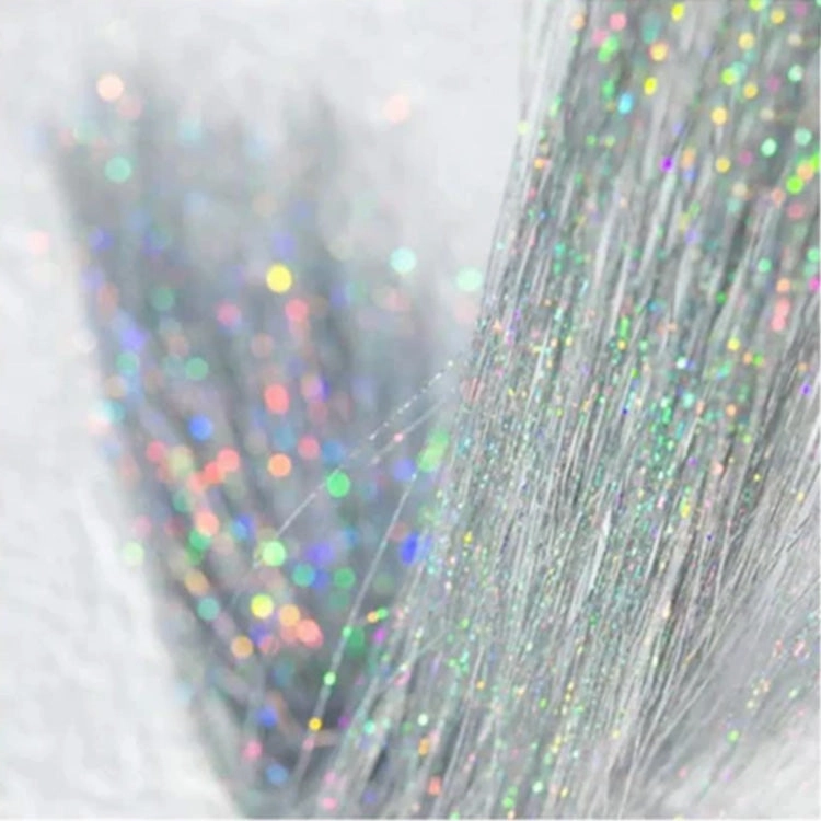 Silver Sparkle Tinsel Hair Extension Clips 3pk