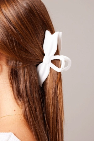 White Bow Hair Claw Clip