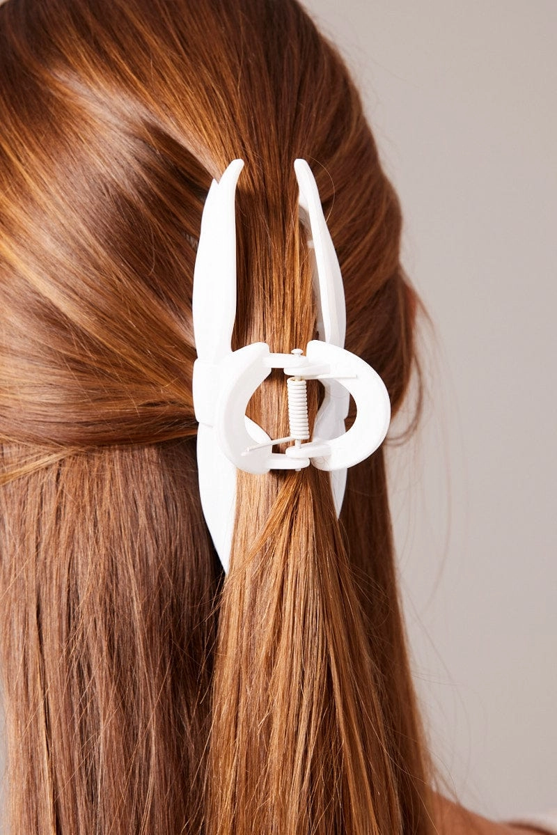 White Bow Hair Claw Clip