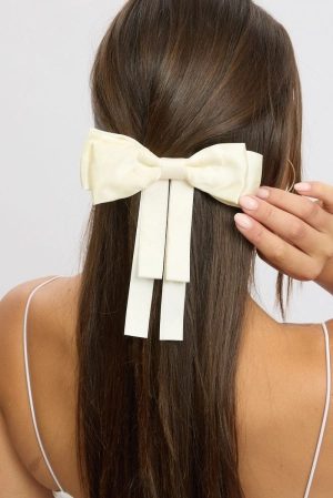 White Bow Hair Clip