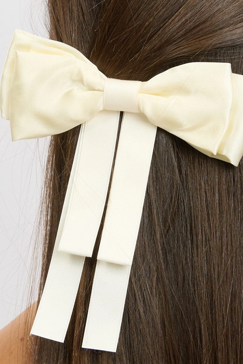 White Bow Hair Clip