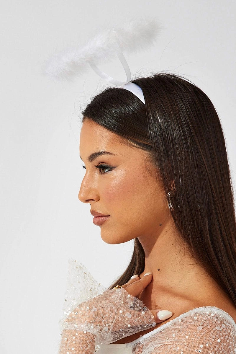 White Halloween Angel Hair Hoop