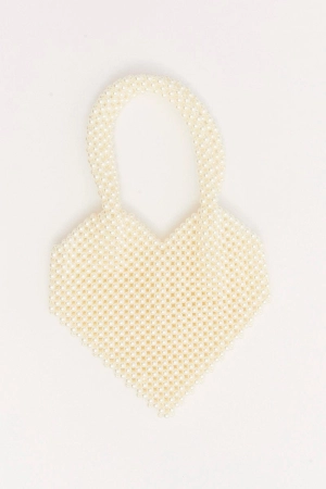 White Heart Shaped Faux Pearl Bag