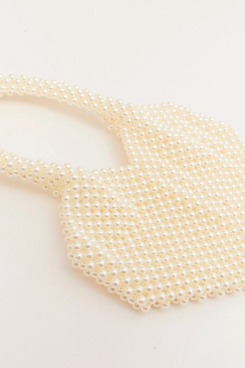 White Heart Shaped Faux Pearl Bag