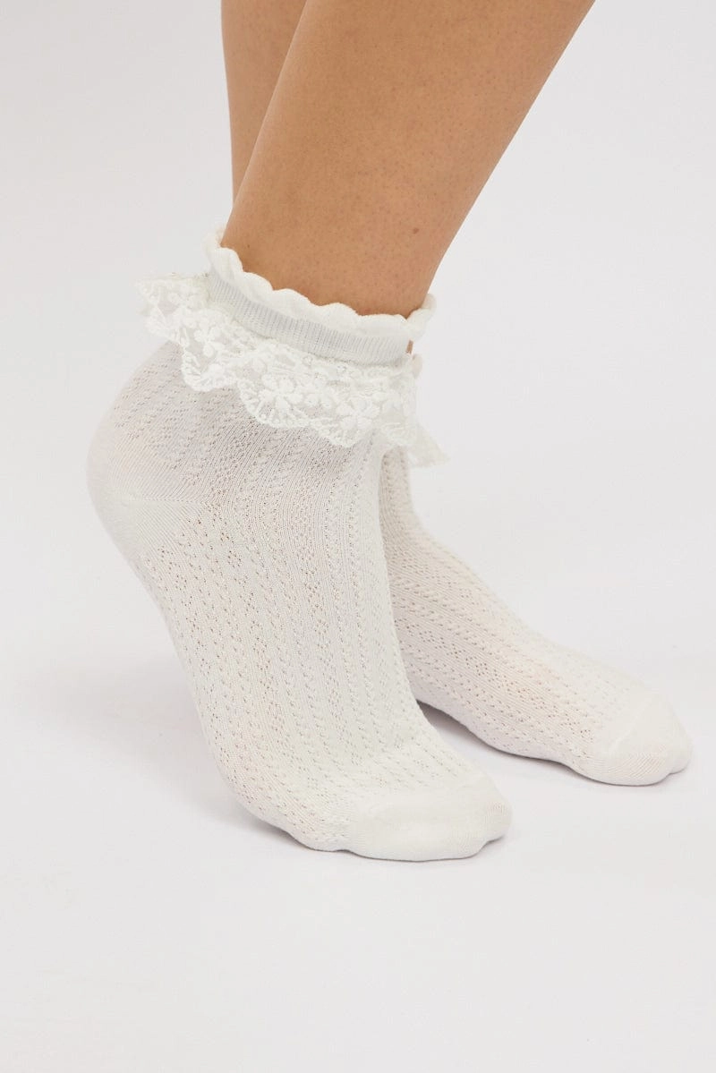 White Lace Frill Socks