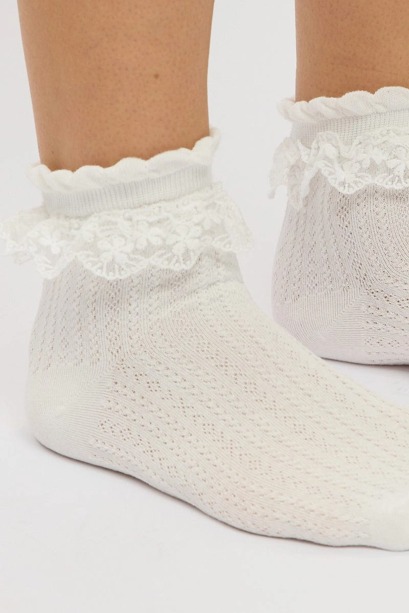 White Lace Frill Socks
