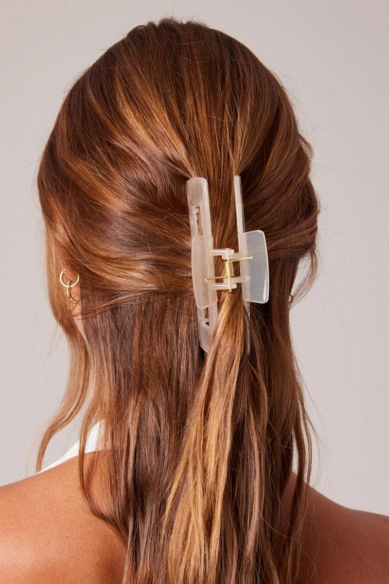 White Large Rectangle Claw Clip