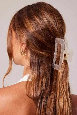 White Large Rectangle Claw Clip
