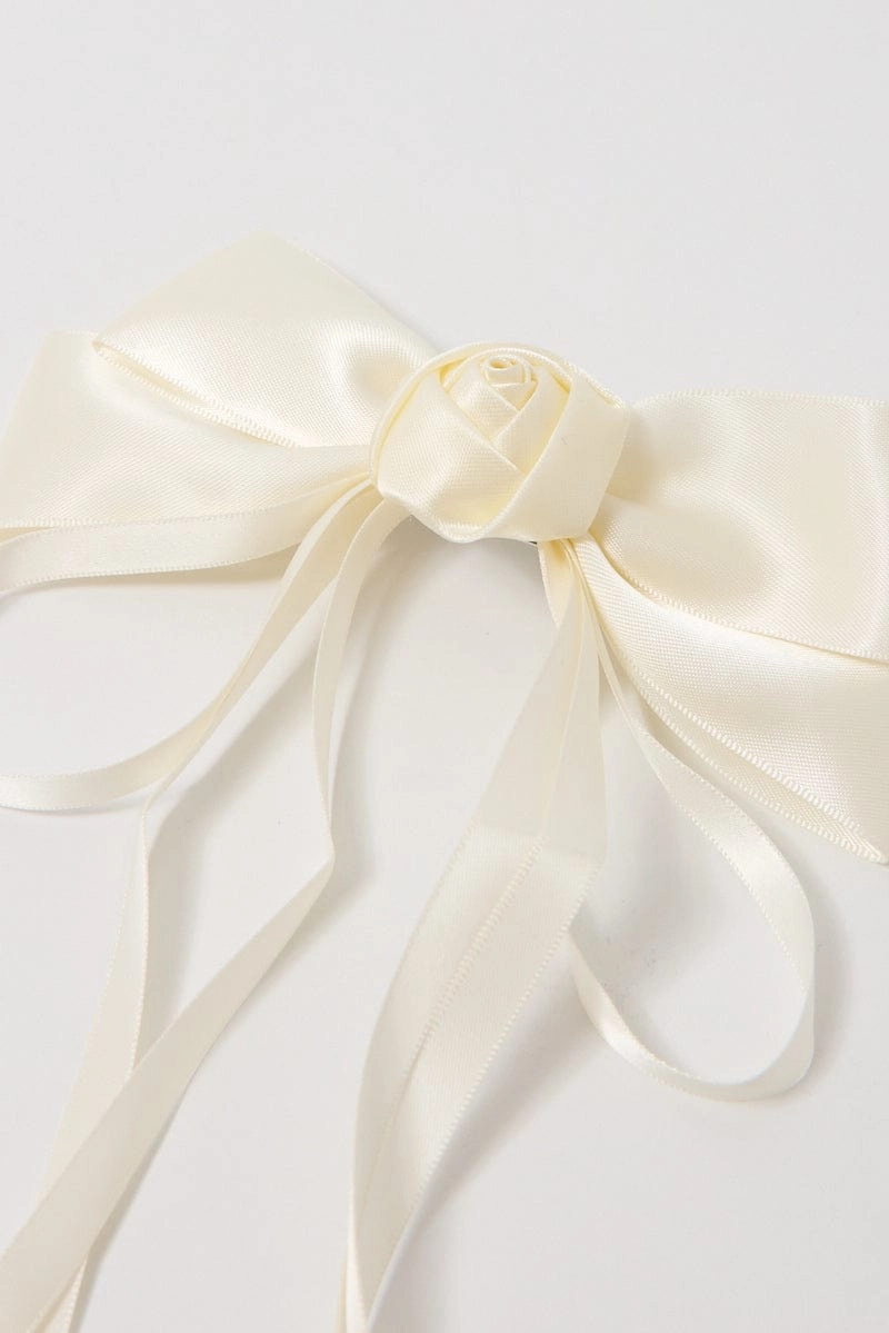 White Rosette Hair Bow