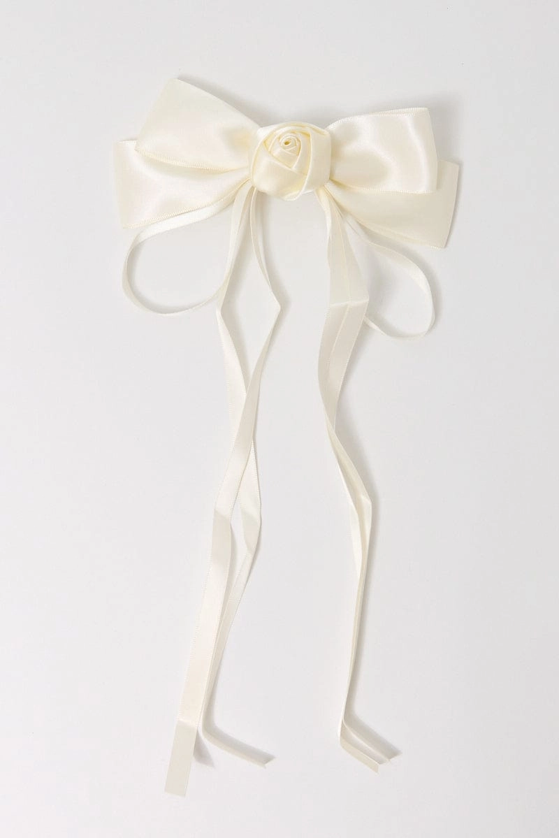 White Rosette Hair Bow