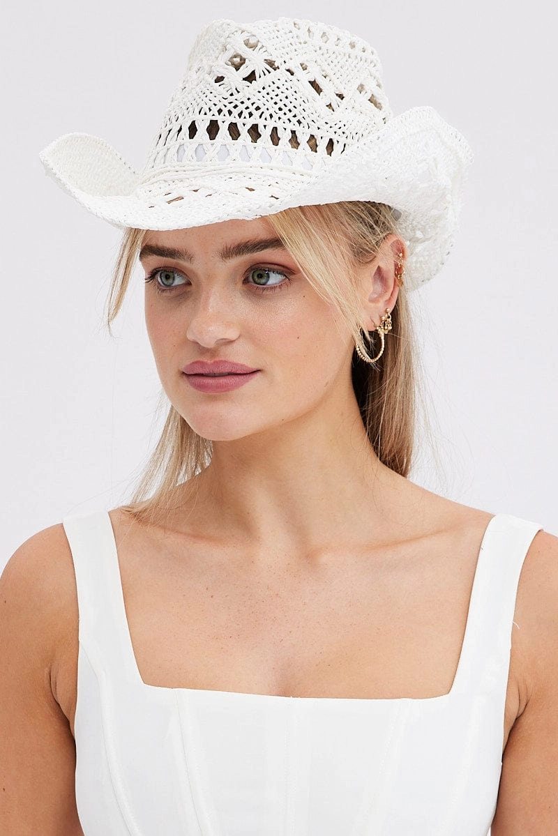 White Straw Cowboy Hat
