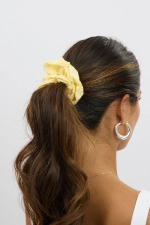 Yellow Eyelet Scrunchies