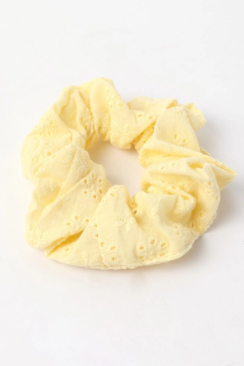 Yellow Eyelet Scrunchies